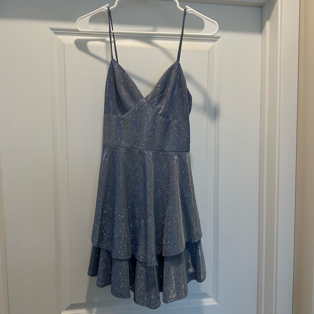 B Darlin Shimmering Blue Dress